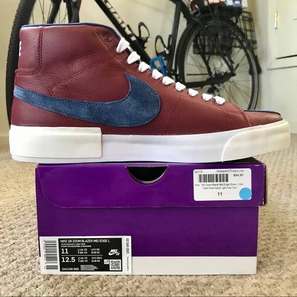 Nike SB Zoom Blazer Mid Edge Team Red Skate Shoes - Picture 9 of 12